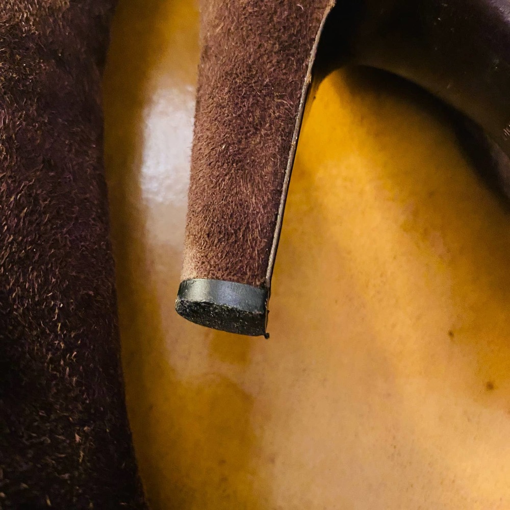 Prada Chocolate Brown Suede Platform Heeled Mid Calf Boots - Picture 9 of 12